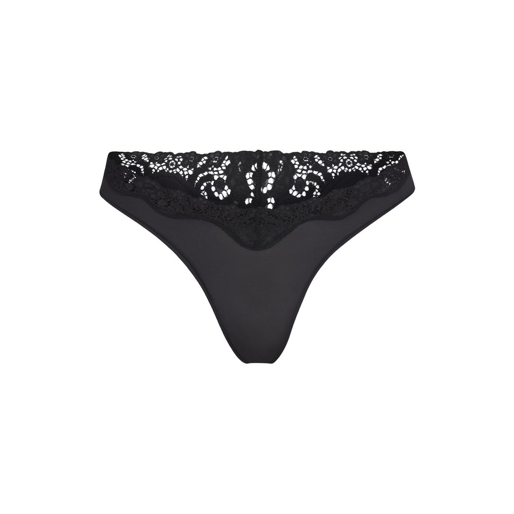 Skims Fits Everybody Lace Dipped Thong - NWOT - Onyx - Small
